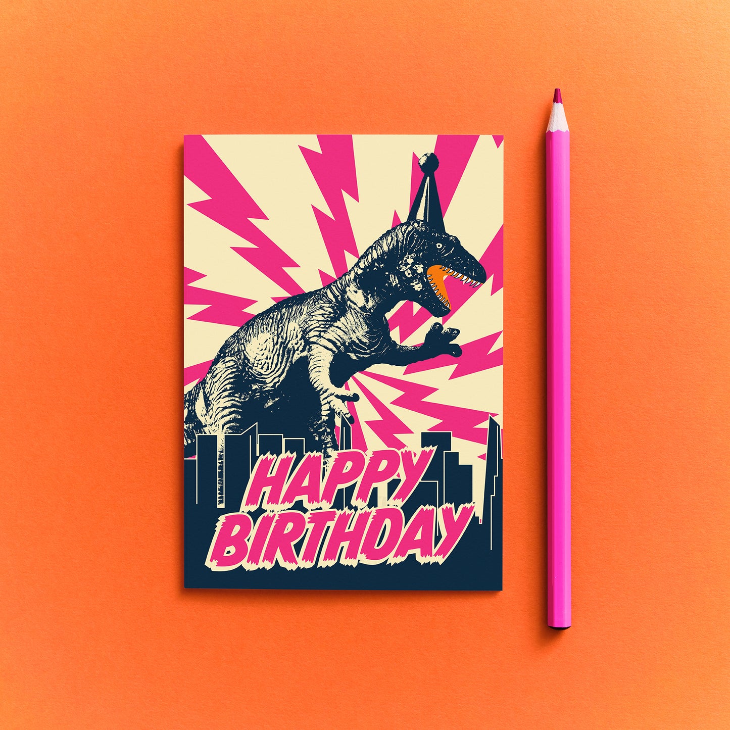 Monster Birthday Pink Greetings Card