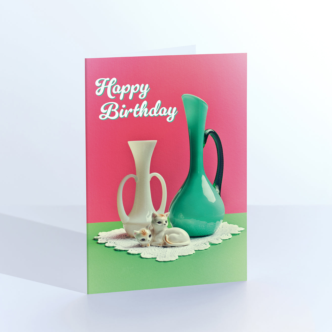 Vintage Kitty and Vase Birthday Greetings Card