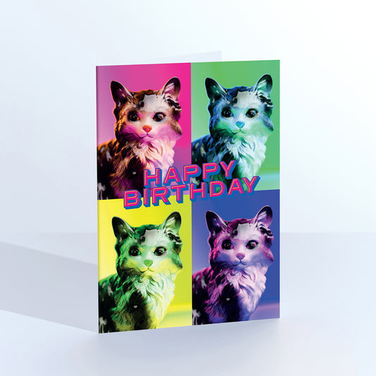 Pop Cat Birthday Greetings Card