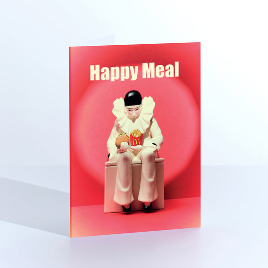 Happy Meal Pierrot Clown With Burger Greetings Card