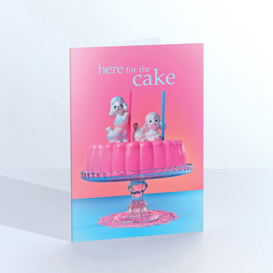 Here For The Cake Cute Poodles Card