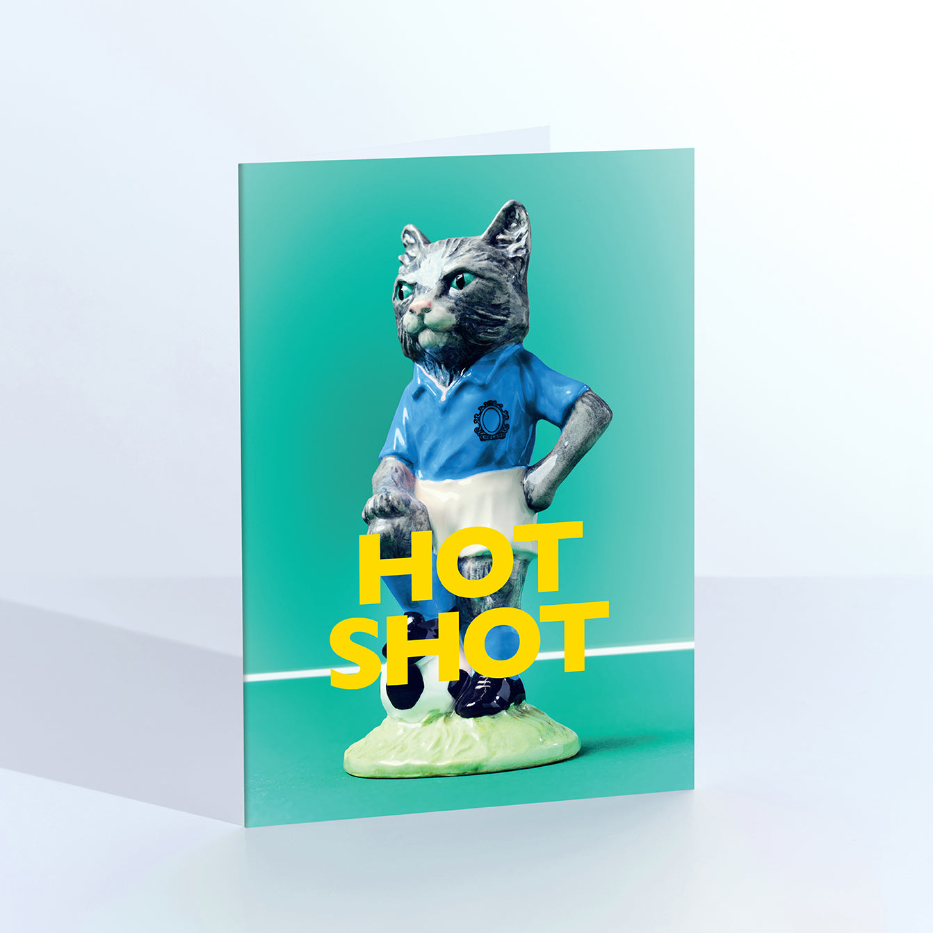 Hotshot Footballing Cat Greetings Card