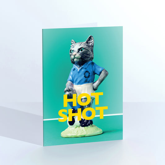 Hotshot Footballing Cat Greetings Card