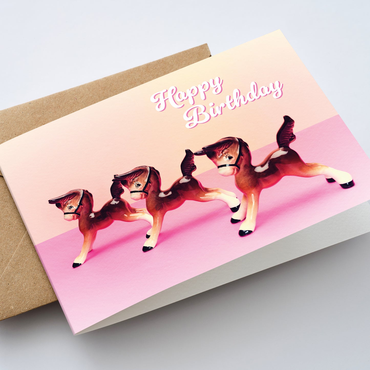 Vintage Foals Birthday Greetings Card