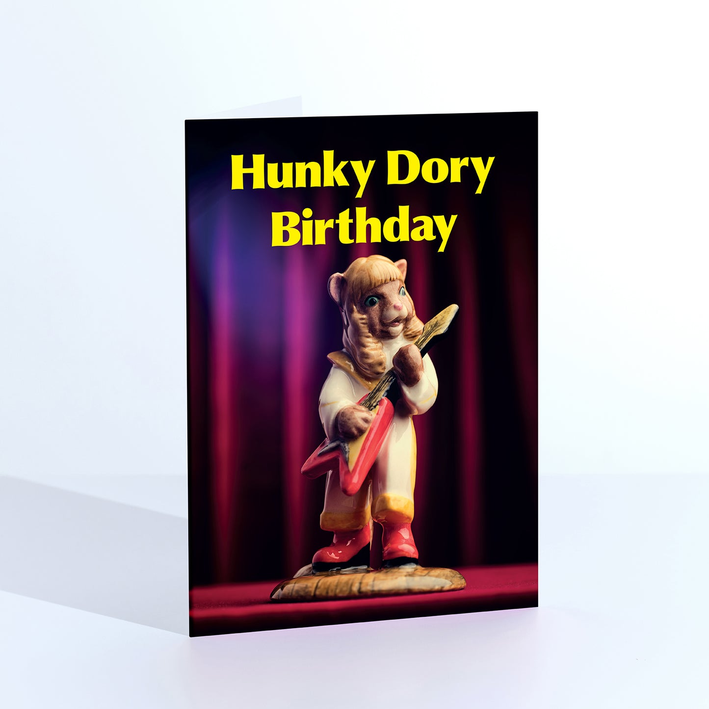 Hunky Dory Birthday Glam Rock Cat Greetings Card