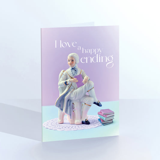 Happy Ending Gentleman with Books Greetings Card