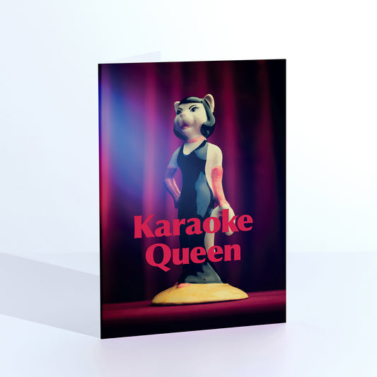 Karaoke Queen Singing Cat Greetings Card