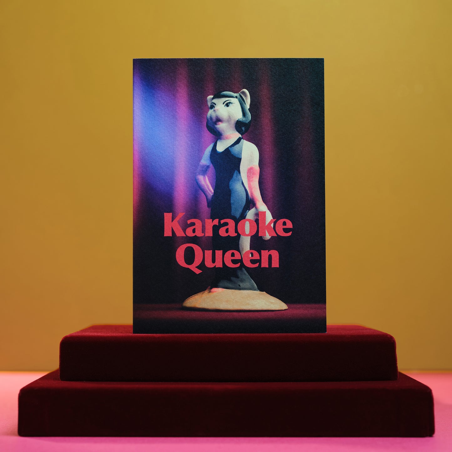 Karaoke Queen Singing Cat Greetings Card