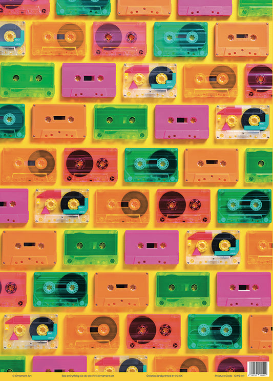 Mixtapes Retro Gift Wrap Sheet