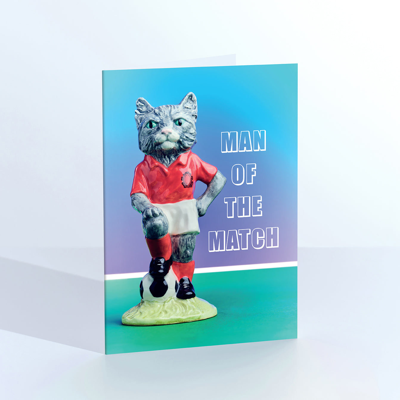 Man Of The Match Footballing Cat Greetings Card