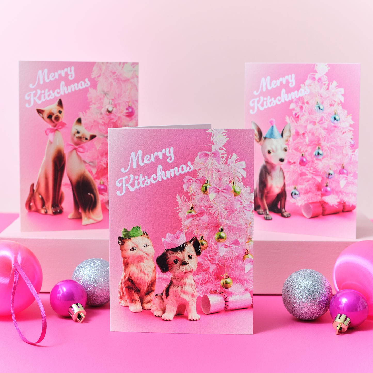 Kitschmas Pets Cat and Dog Christmas Card