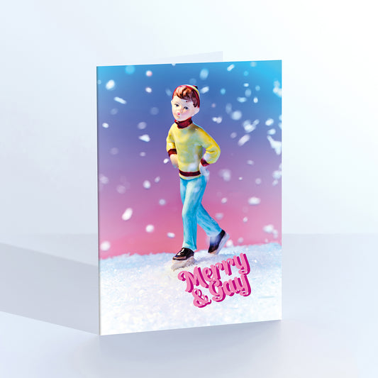 Merry and Gay Ice Skater Christmas Card