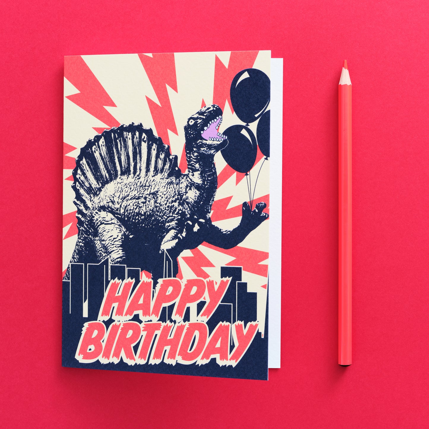 Monster Birthday Red Greetings Card