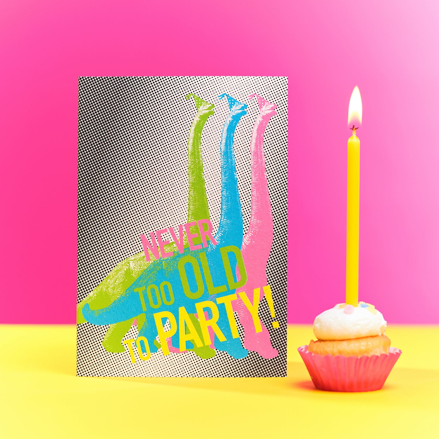 Never Too Old  Party Dinosaurs Greetings Card