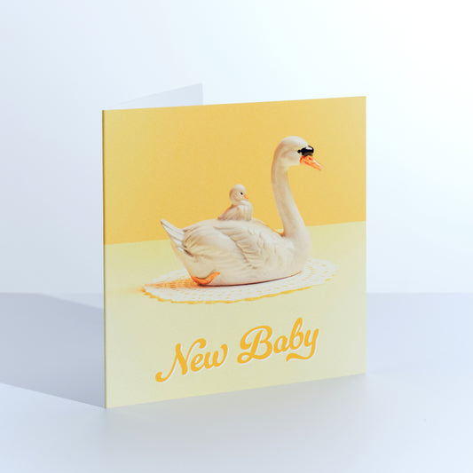 New Baby Yellow Swan Greetings Card