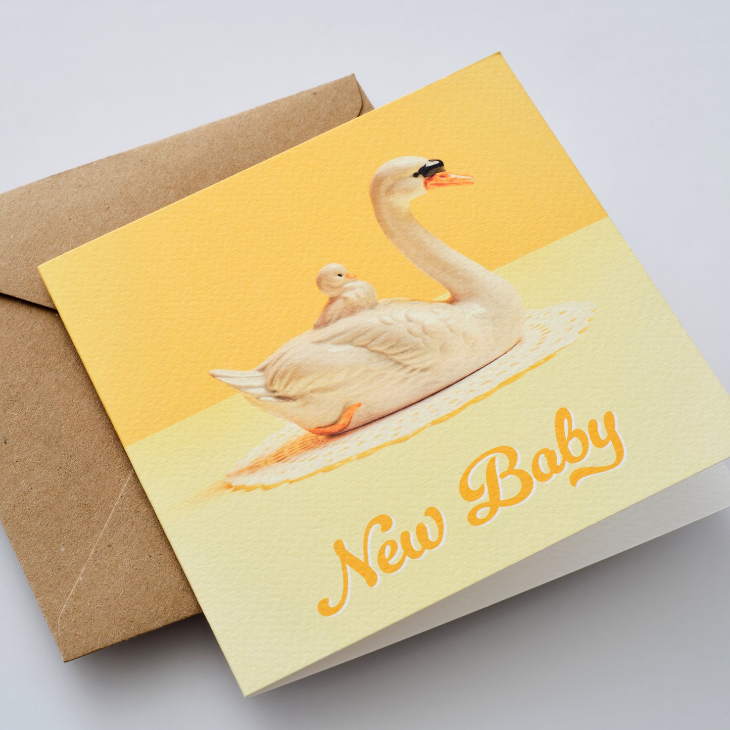 New Baby Yellow Swan Greetings Card