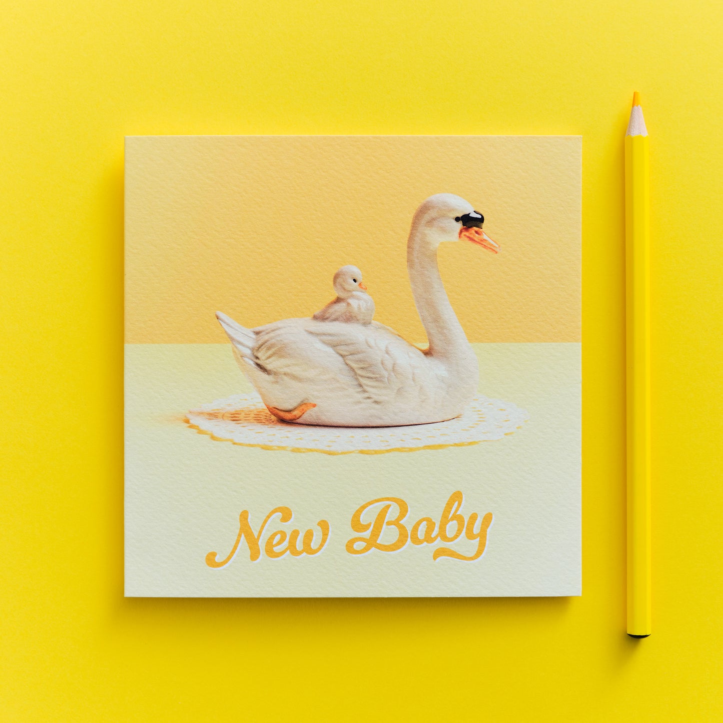 New Baby Yellow Swan Greetings Card