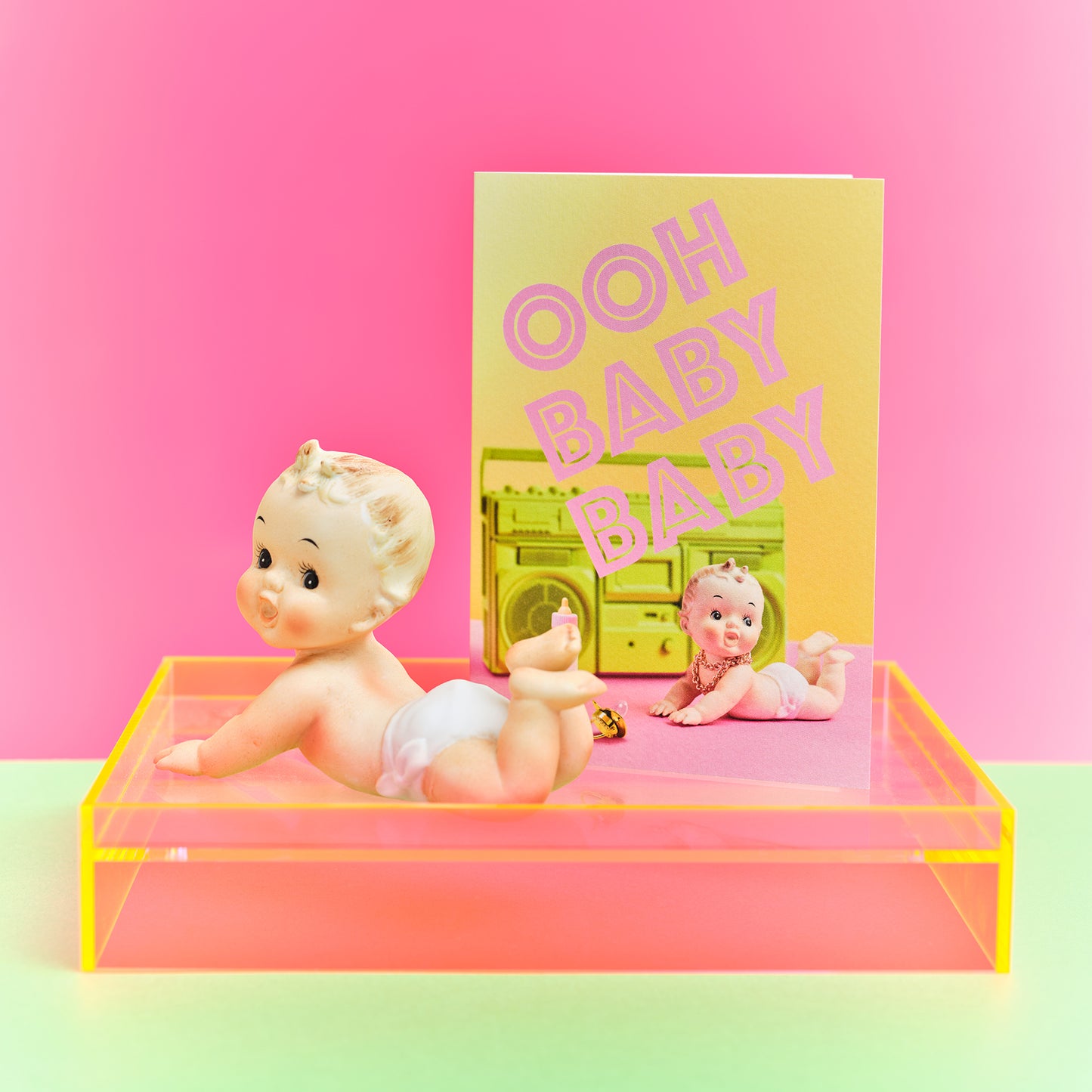 Ooh Baby Baby Pink New Baby Greetings Card