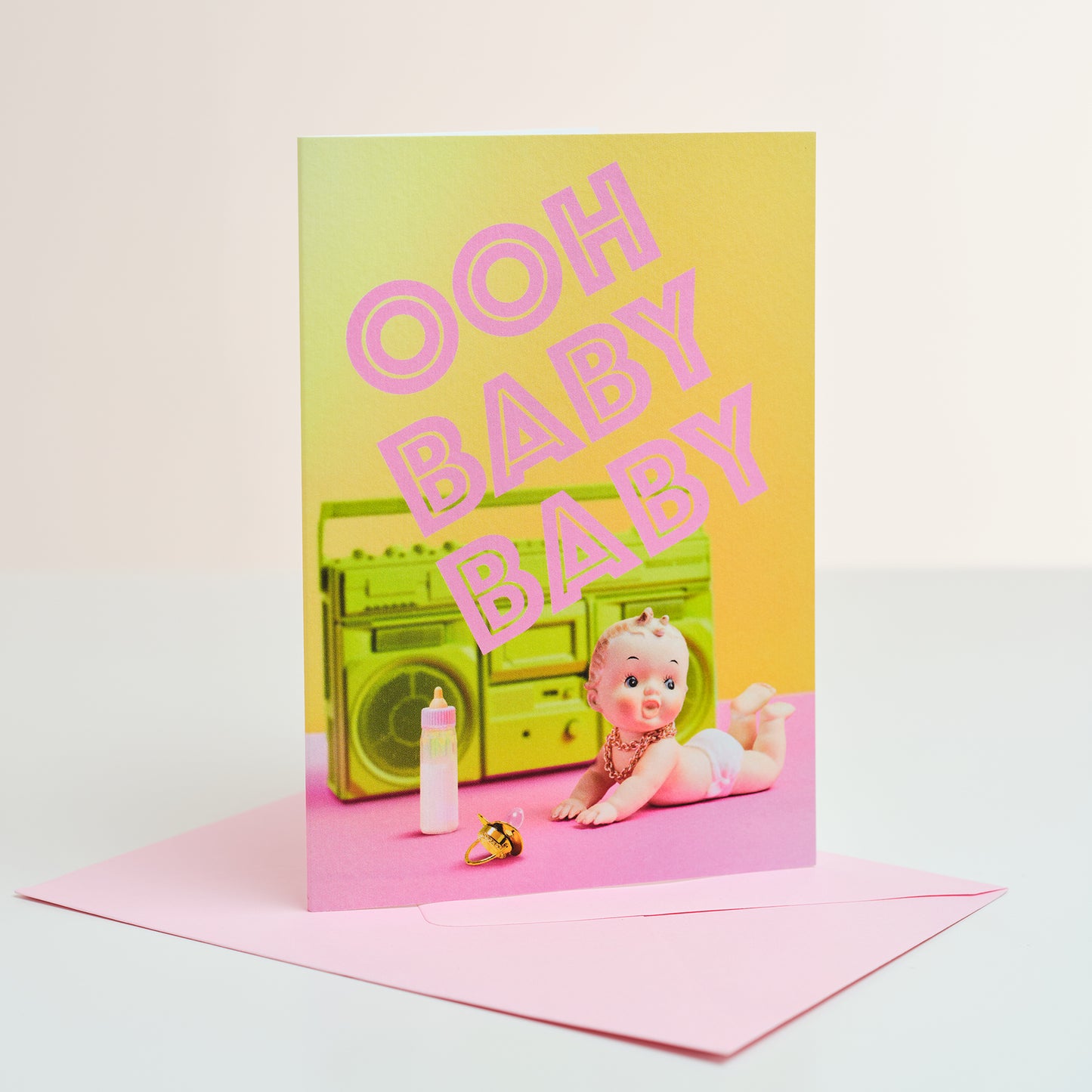 Ooh Baby Baby Pink New Baby Greetings Card