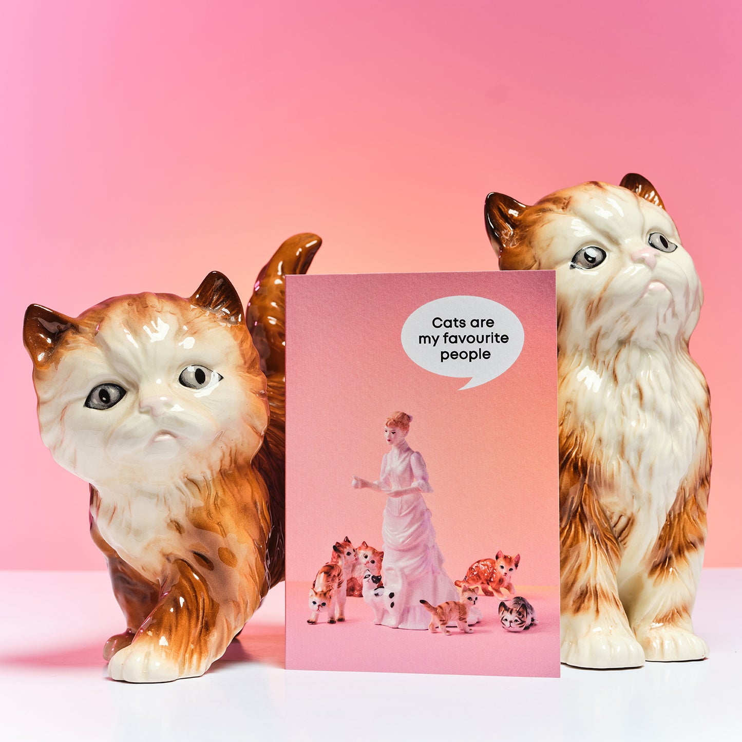 Cats are my Favourite Lady with Kitties Greetings Card