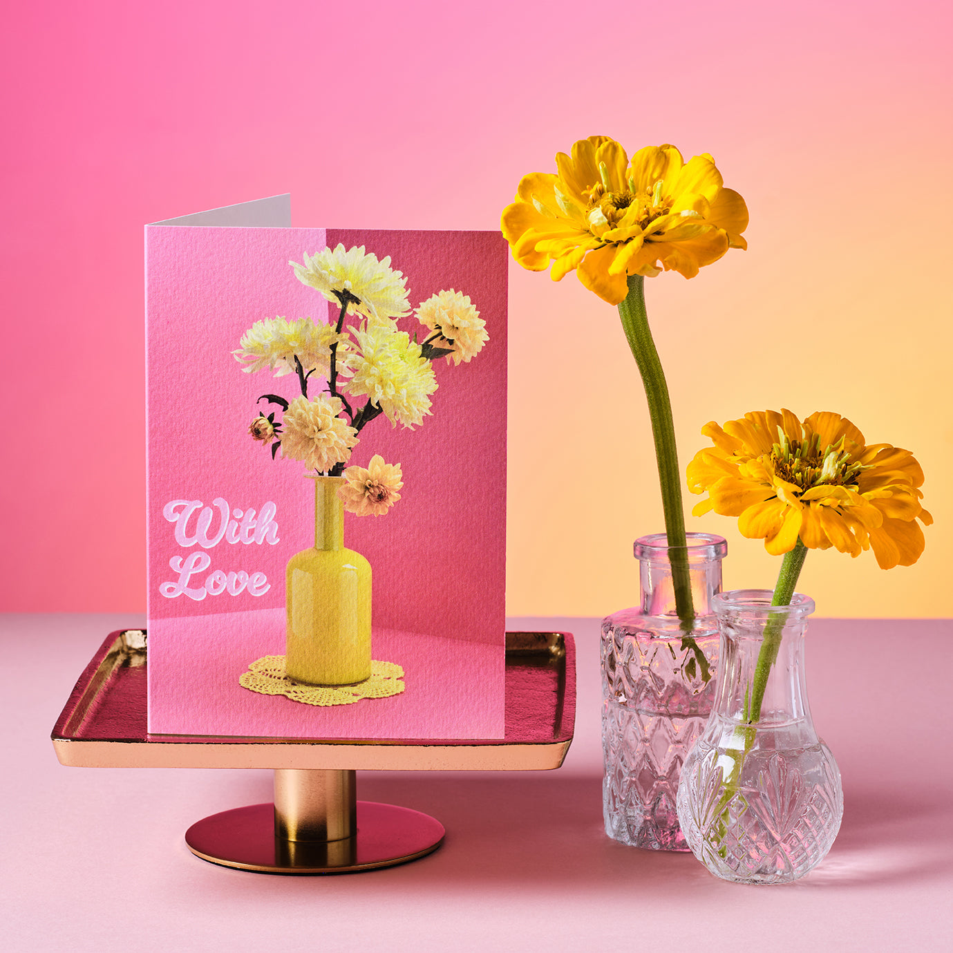 With Love Yellow Flowers Greetings Card