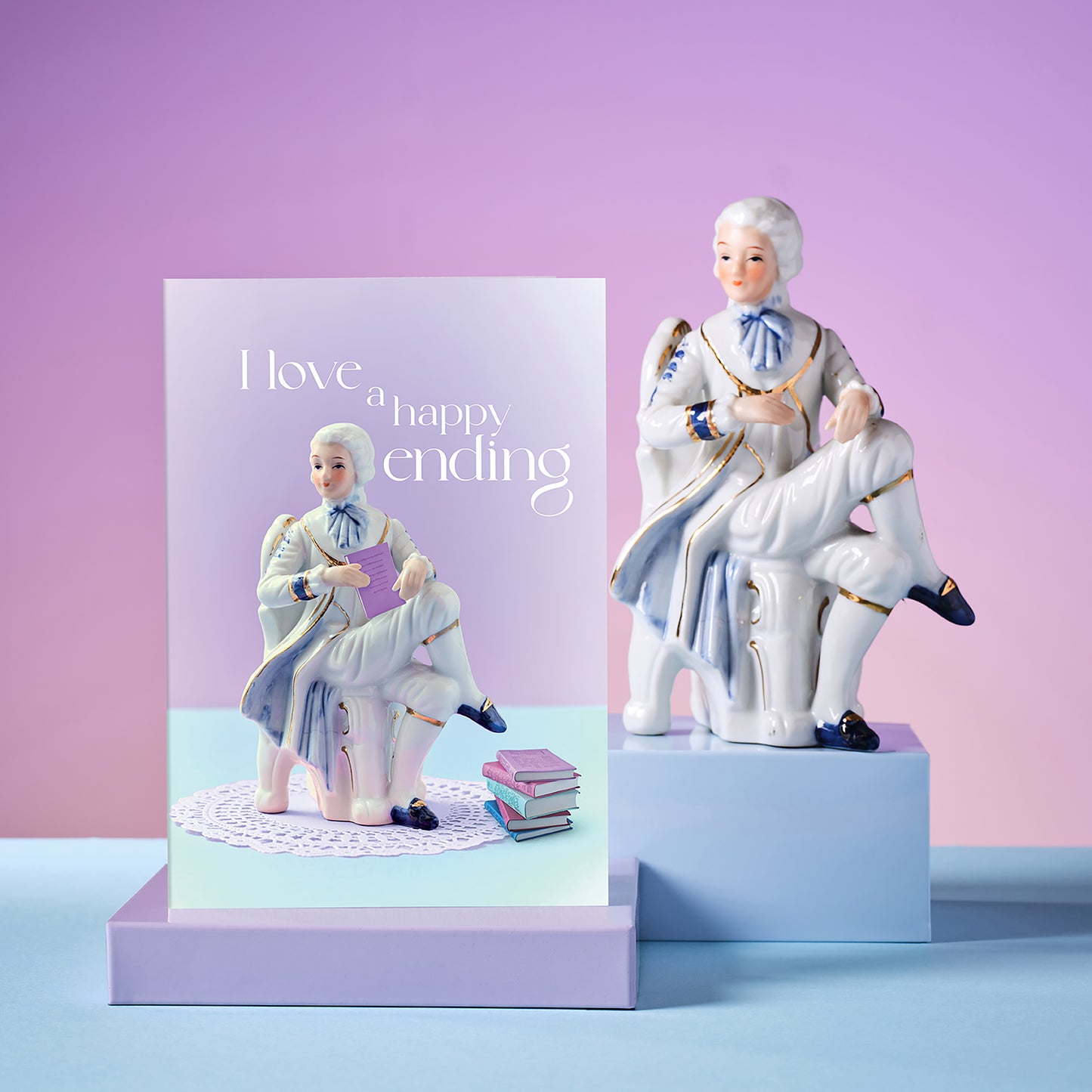 Happy Ending Gentleman with Books Greetings Card