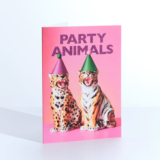 Party Animals Big Cats Greetings Card