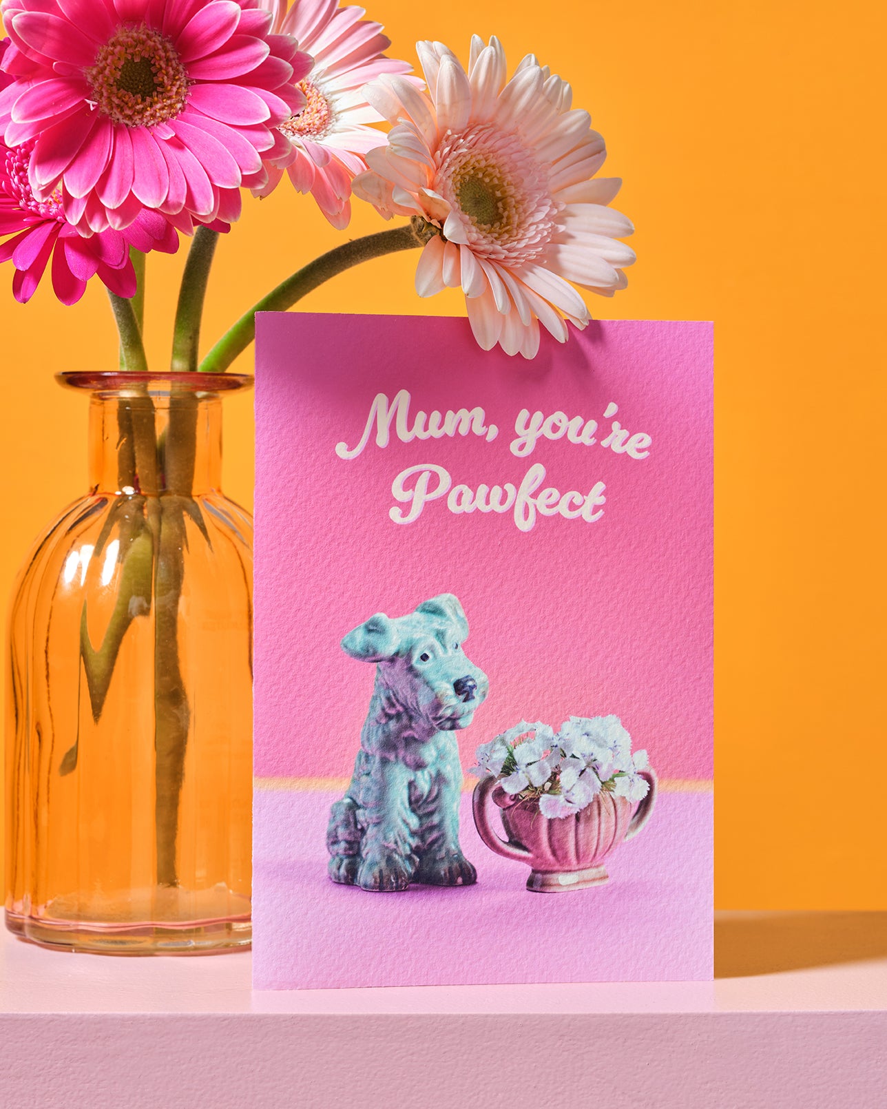 Mum You're Pawfect Dog With Flowers Greetings Card