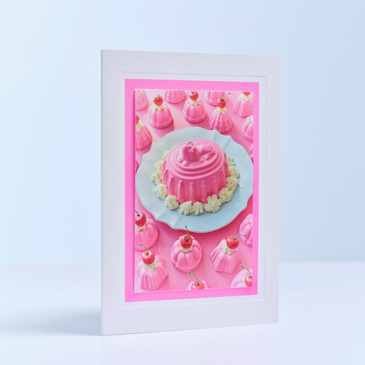 Pink Blancmange Hand Finished Greetings Card