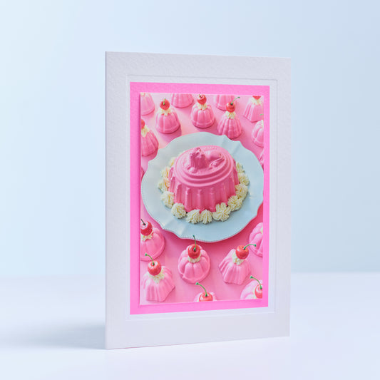 Pink Blancmange Hand Finished Greetings Card