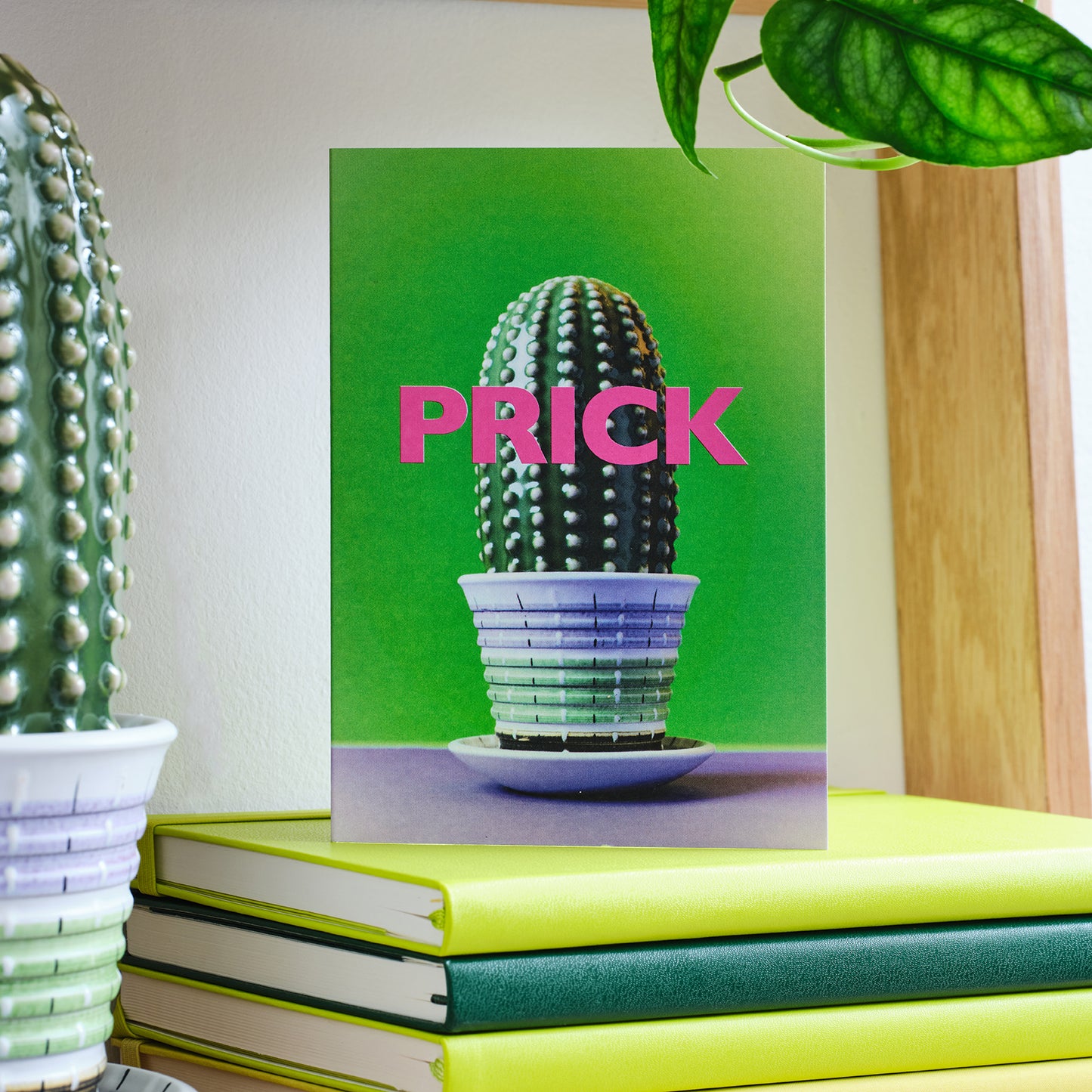 Prick Cactus in Vintage Pot Humorous Greetings Card
