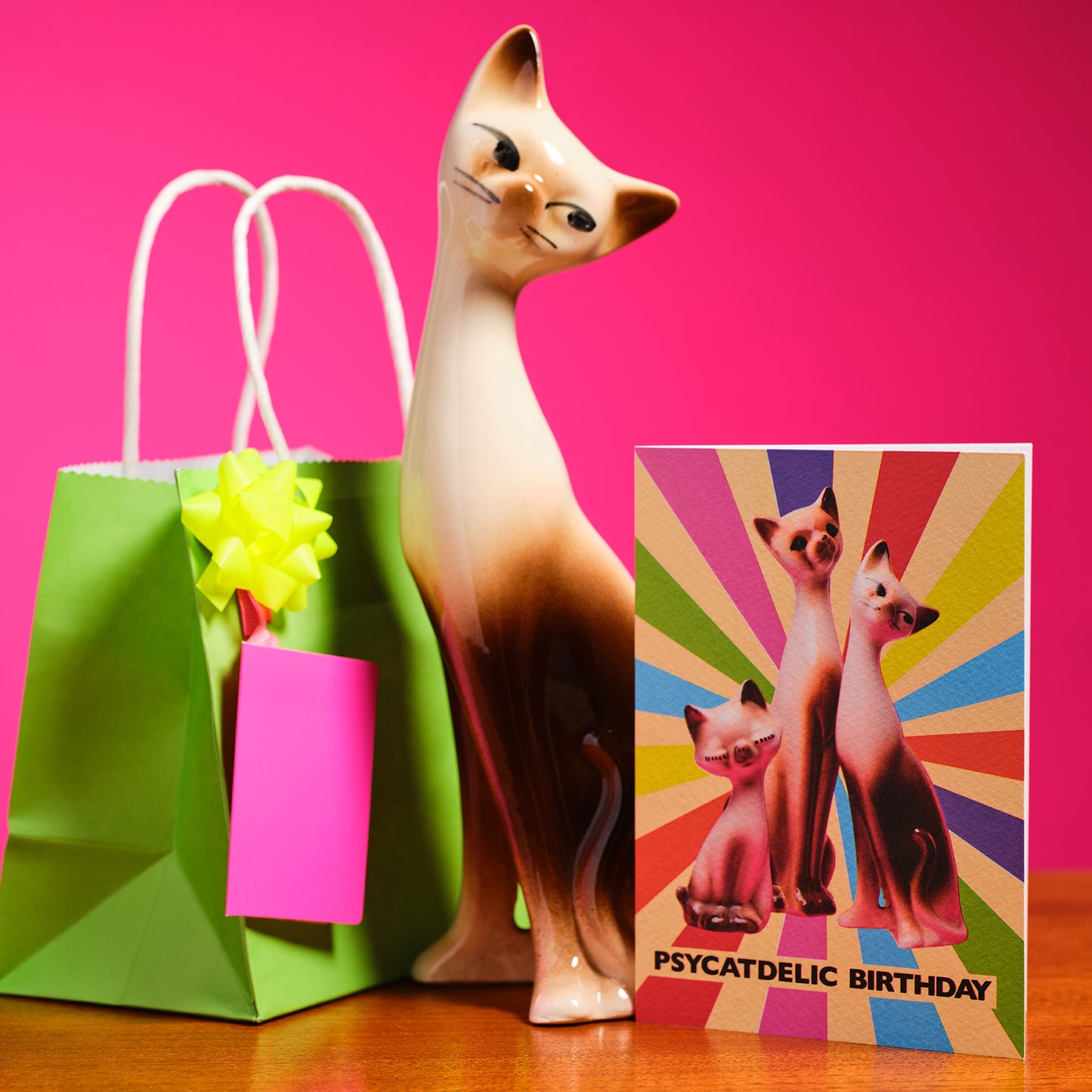 PsyCATdelic Birthday Groovy Cats Greetings Card