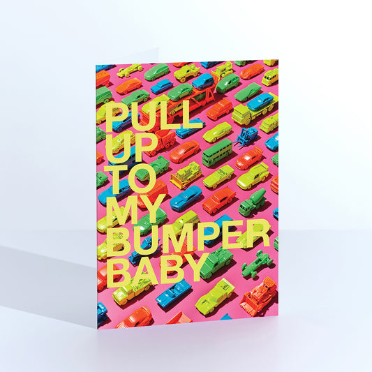 Pull Up to My Bumper Vintage Toy Cars Greetings Card
