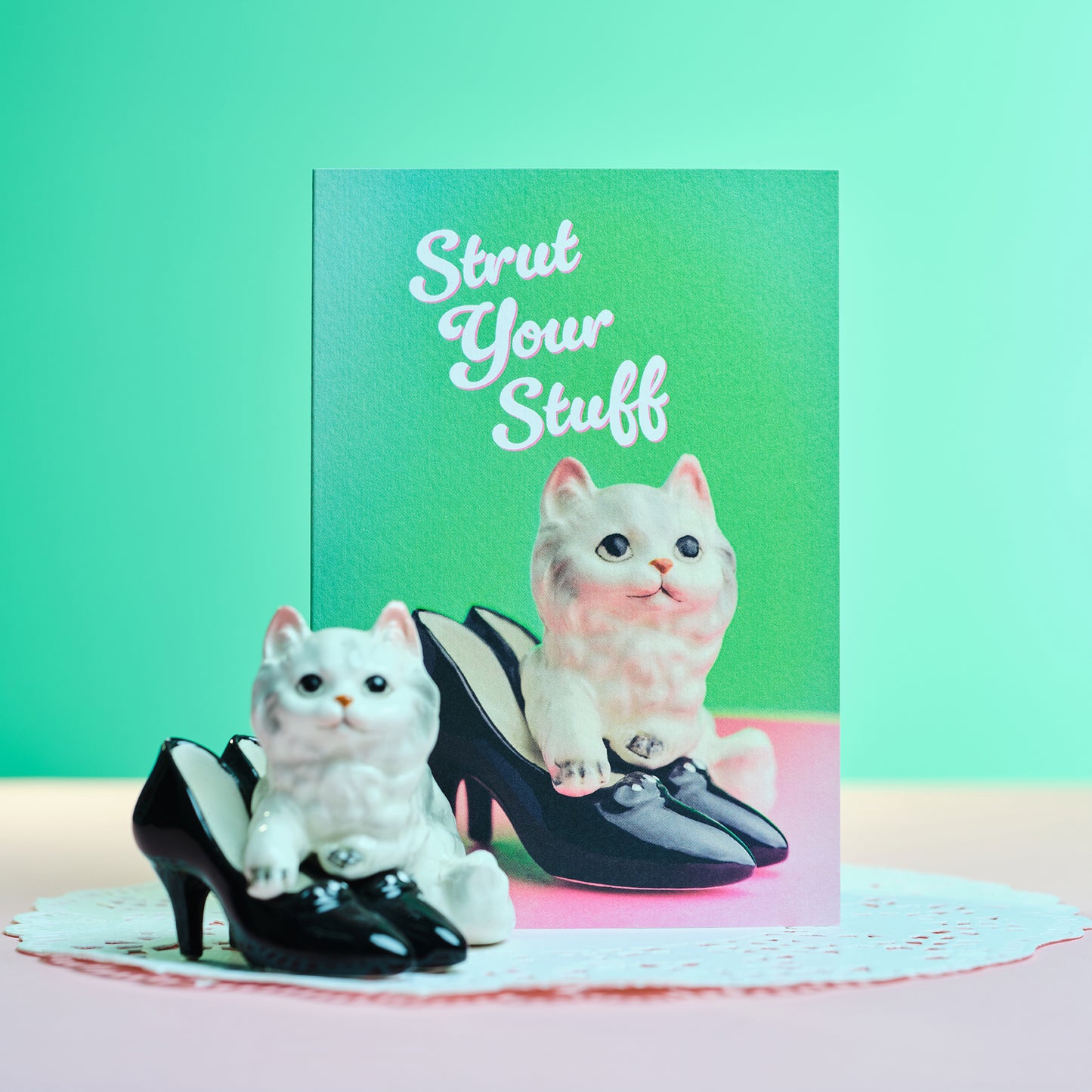 Strut Your Stuff  Cat In High Heels Greetings Card
