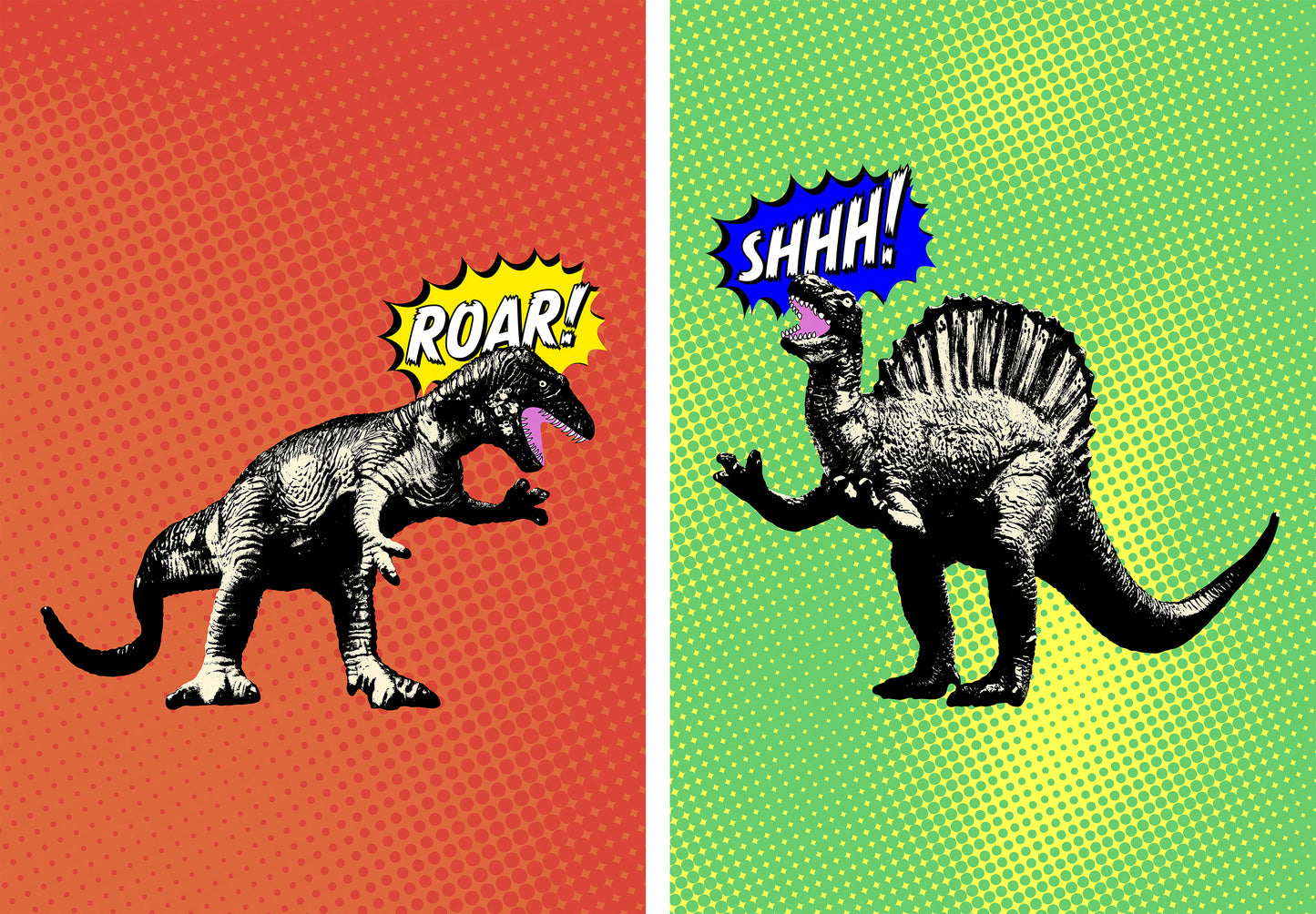 "Dino ding dong" pair of giclée photo prints