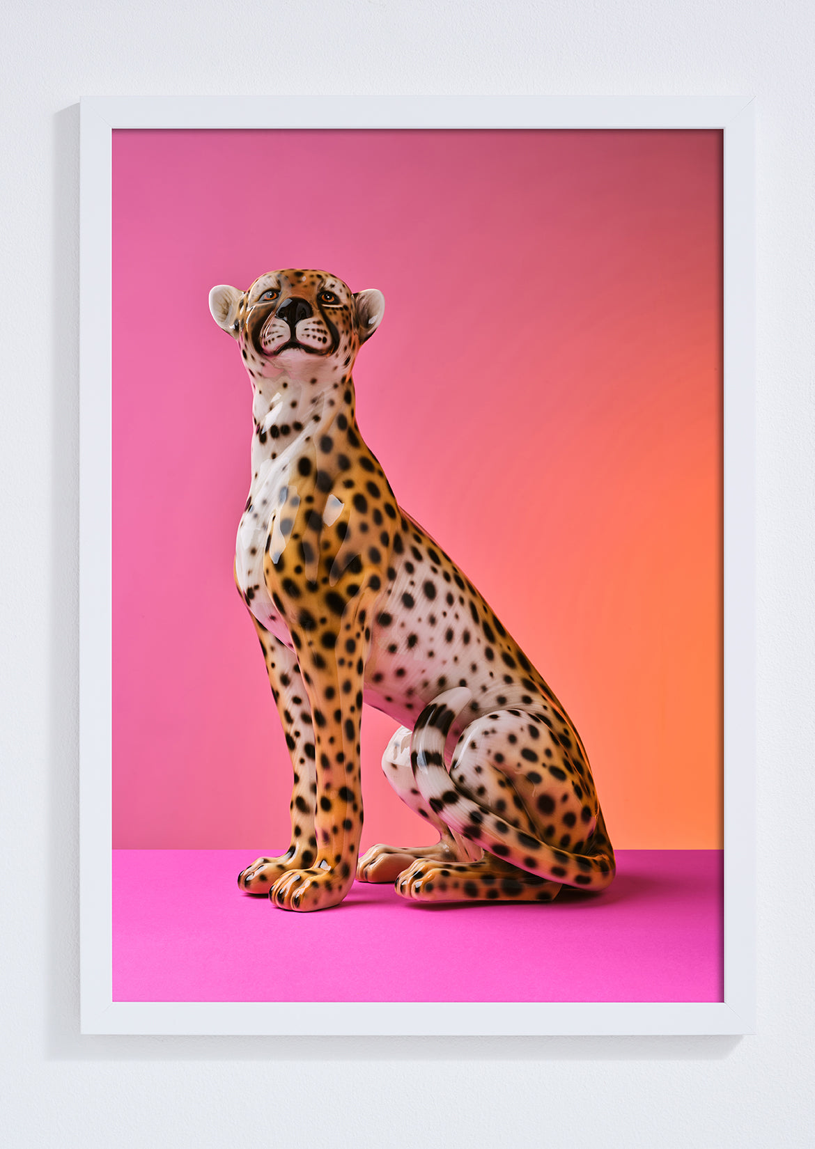 "Seated cheetah pink clash" giclée photo print