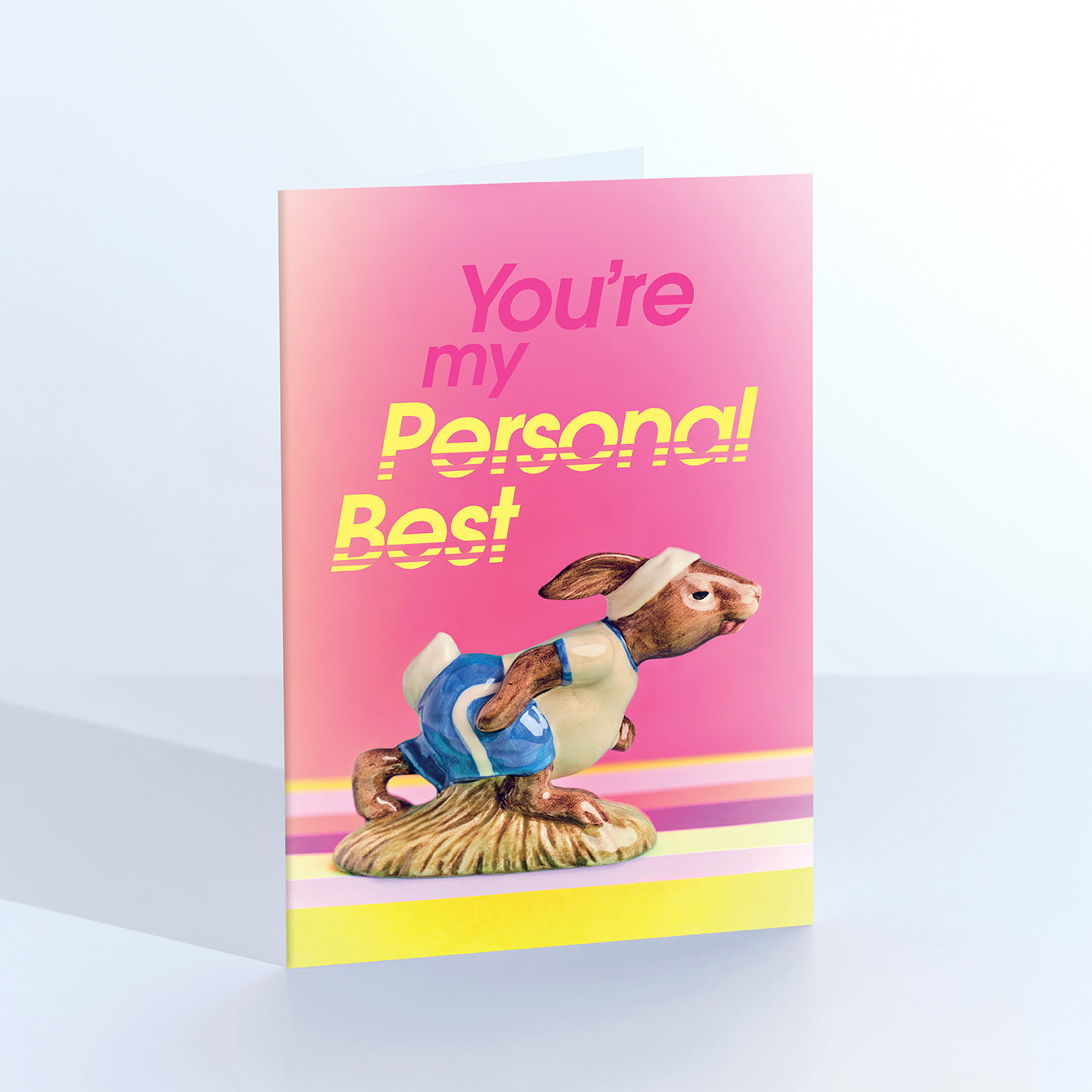 My Personal Best Jogging Rabbit Greetings Card